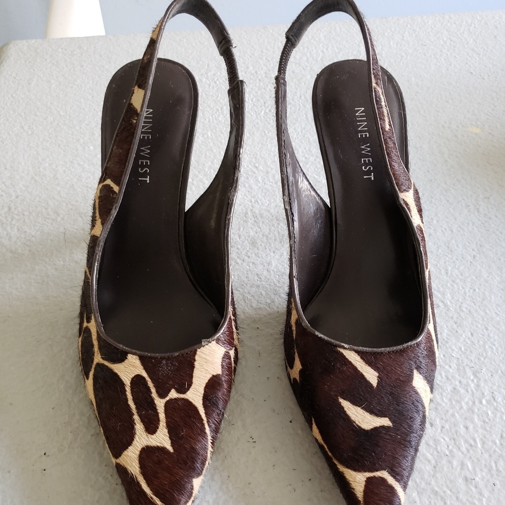 9 West 3 inch slingbacks, animal print